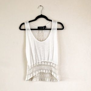 Crocheted white tank